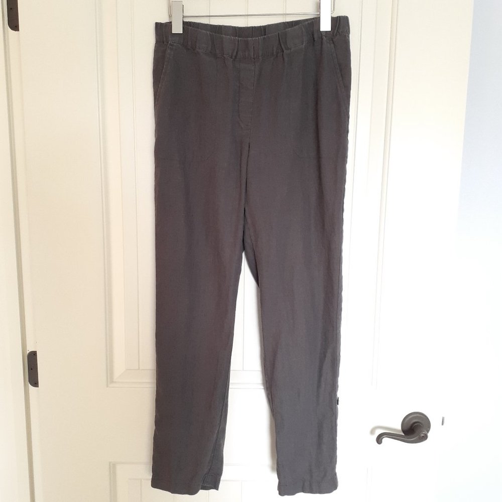 J. Jill Pure Jill Linen Pull-On Pant with Roll Tab Leg Gray Size S